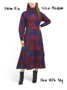 farm rio embroidered square-neck dress Farm Rio Square-Neck Linen Patchwork Midi Dress